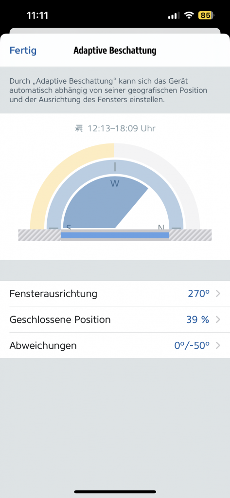 Der Screenshot von Adaptive Shading in der Eve App